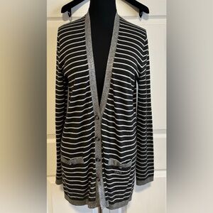 Authentic CHANEL Striped Cardigan sweater top CC buttons